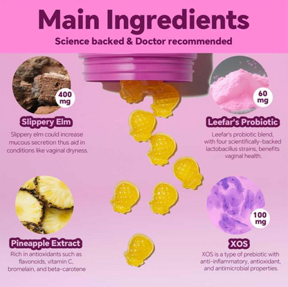 Her Secret Gummy – pH Balance, Freshness & Dryness Relief | Slippery Elm + Lactobacillus Blend | Hawaiian Pineapple